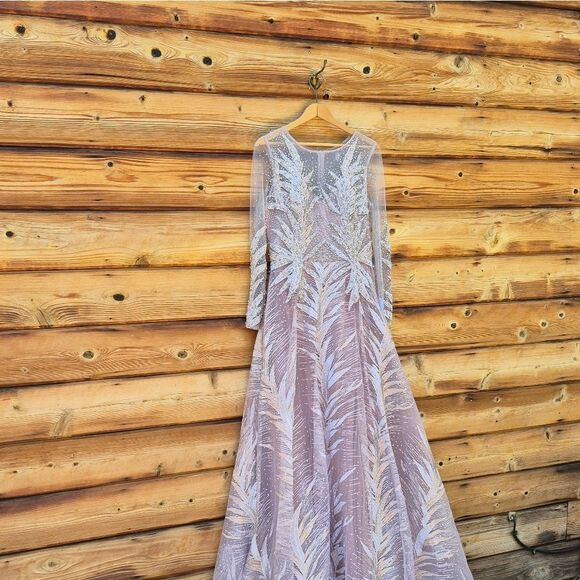 LARA High Neck Sheer Long Sleeve Embellished Gown - Picture 4 of 12